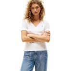 TOMMY HILFIGER Kadın NEW SLIM CODY V-NK SS Tişört Nos Ecru XL