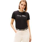 TOMMY HILFIGER Kadın NOS SCRIPT REGULAR C-NK SS Tişört Nos Black M