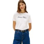 TOMMY HILFIGER Kadın NOS SCRIPT REGULAR C-NK SS Tişört Nos Ecru XS