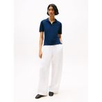 Tommy Hilfiger Kadın Polo Yaka T-shirt WW0WW43224C1G, Mavi, S
