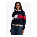 Tommy Hilfiger Kadın Renk Bloklu Lacivert Bayrak Kazak