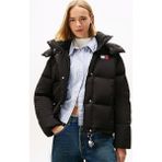 Tommy Hilfiger Kadın Siyah Alaska Grid Down Puffer Mont Su İtici Özellikli Rahat Kesim