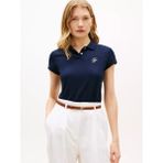 Tommy Hilfiger Kadın Slim Fit Göğsünde Logo Işlemeli Pamuklu Kısa Kollu Mavi Polo Yaka T-Shirt WW0WW49259-C1G