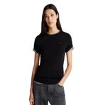 Tommy Hilfiger Kadın T-Shirt, Slim Cody, Bisiklet Yaka, Kısa Kollu, Siyah, XS