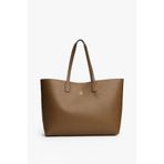 Tommy Hilfiger Kadın TH Icon Tote Metal Logo Detaylı Büyük Omuz Çantası - Kahverengi