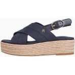 Tommy Hilfiger Kadın Wedge Espadrilles Terlik Uzay Mavisi Geri Dönüştürülmüş Pamuk ile Günlük Şık Kullanım