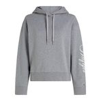 Tommy Hilfiger Kapüşonlu Kolu Logo İmzalı Normal Kalıp Pamuklu Uzun Kollu Sweatshirt, L, WW0WW46127, Gri, kadın