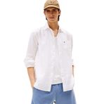 Tommy Hilfiger Keten Regular Fit Gömlek, XL, MW0MW39425, White, Erkek