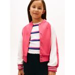 Tommy Hilfiger Kız Çocuk Bomber Ceket, 12 Yaş, KG0KG09071, Vintage Cerise/Ancient White, Kız Çocuklar