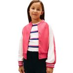 Tommy Hilfiger Kız Çocuk Bomber Ceket, 16 YAŞ, KG0KG09071, Vintage Cerise/Ancient White, Kız Çocuklar
