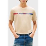 Tommy Hilfiger Logolu % 100 Pamuk Bisiklet Yaka T Shirt Erkek T Shirt MW0MW42368 Rbt - Kum - 2XL