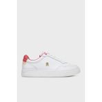 Tommy Hilfiger Logolu Deri Sneaker Ayakkabı Bayan Ayakkabı FW0FW08680 01S - Beyaz