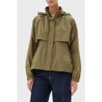 Tommy Hilfiger Logolu Su Itici Relaxed Fit Gizlenebilen Kapüşonlu Ceket Bayan Ceket WW0WW46444 Rfn - Koyu Haki