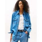 Tommy Hilfiger LS RELAXED DENIM SHIRT EXT Kadın Gömlek, İndigo, XS