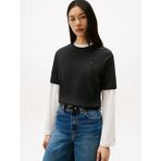 Tommy Hilfiger Modern Interlock Boxy Ss Tee Kadın Gri T-Shirt - Ww0ww47458