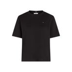 Tommy Hilfiger MODERN INTERLOCK BOXY SS TEE Siyah T-Shirt, L, WW0WW47458BDS, Black, Kadın