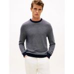 Tommy Hilfiger MW0MW41319 Pima Ctn Cash Herringbone Crew Erkek Kazak - Mavi