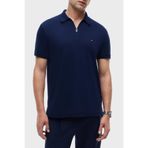 Tommy Hilfiger Normal Kesim Kısa Kollu Pamuklu Yarım Fermuarlı Polo Yaka T-Shirt, L, MW0MW42758, Lacivert, Erkek
