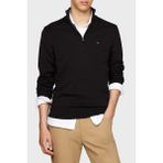 Tommy Hilfiger Pamuk Regular Fit Dik Yaka Kazak Erkek Kazak MW0MW37331 Bds - Siyah