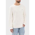 Tommy Hilfiger Pamuklu Regular Fit Logolu Bisiklet Yaka Kazak Erkek Kazak MW0MW41516 Z00 - Açık Bej - 2XL