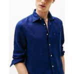 Tommy Hilfiger Pıece Dye Lınen Rf Shırt Erkek Mavi Gömlek - MW0MW39425