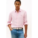 Tommy Hilfiger Pıgment Dyed Lı Solı Erkek Keten Gömlek - 12E - Pembe - XL
