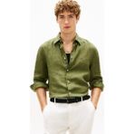 Tommy Hilfiger Pıgment Dyed Lı Solı Erkek Keten Gömlek - 331-Haki