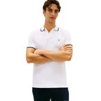 Tommy Hilfiger Pique Erkek Polo Tişört, Yaka ile, Beden S/S, 1 Adet, Beyaz, S