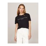 Tommy Hilfiger REG CORP LOGO C-NK SS Kadın Siyah T-Shirt - WW0WW40276