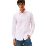Tommy Hilfiger Regular Fit Çizgili Pamuklu Oxford Gömlek, M, MW0MW36238, Rose Petal/White, Erkek