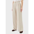 Tommy Hilfiger Relaxed Fit Yüksek Bel Geniş Paça Keten Kumaş Pantolon Bayan Pantolon WW0WW45460 Acı