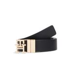 Tommy Hilfiger Siyah-Beyaz Çift Taraflı Kadın Kemer TH LOGO 3.0 REV MONO