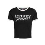 Tommy Hilfiger Slim Fit Script Ringer T-Shirt, XL, DW0DW20631, Siyah, Kadın