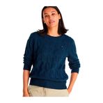 Tommy Hilfiger Soft Wool Cable C-NK LS SWT Kadın Kazak, Mavi, XS