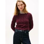 Tommy Hilfiger Soft Wool Cable C-Nk Ls Swt Kadın Kırmızı Kazak - Ww0ww43586