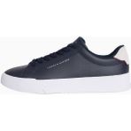 Tommy Hilfiger Spor Ayakkabı Erkek Düz Tabanlı Lacivert Deri Sneaker Modern Tasarım