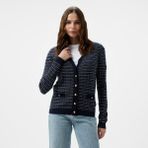 Tommy Hilfiger Textured V-Nk Kadın Beyaz Hırka - 04T-Lacivert - S