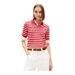 Tommy Hilfiger Th Script Lyocell Zip Ss Polo Polo Yaka T-shirt, M, WW0WW478530EW, Deep Burgundy/Hunter, Kadın
