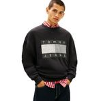 TOMMY HILFIGER TJM 90S DISTRESSED FLAG CREW Erkek Sweatshirt, Black, S