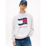 Tommy Hilfiger TJM 90S WAVY FLAG CREW EXT Erkek Sweatshirt, Ice Grey Heather, L
