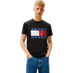 TOMMY HILFIGER TJM REG BIG FLAG SS TEE EXT Erkek T-shirt, Black, L