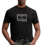 TOMMY HILFIGER TJM REG CENTER FLAG SS TEE Erkek T-shirt, Black, M