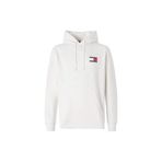TOMMY HILFIGER TJM REG ESSENTIAL FLAG HOOD EXT Erkek Sweatshirt, Beyaz, S