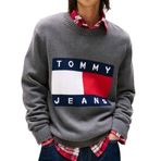 TOMMY HILFIGER TJM REG MELANGE FLAG SWEATER Erkek Kazak, Gri, XL