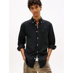Tommy Hilfiger TJM Regular Fit Linen Gömlek, S, DM0DM22760, Siyah, Erkek
