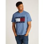 Tommy Hilfiger TJM RLX MELANGE BIG FLAG TEE Erkek T-shirt, Mavi, XS