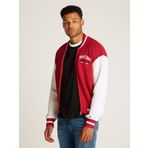 Tommy Hilfiger TJM RLX VARSITY BASEBALL SWEATER Erkek Kazak, Kırmızı, M