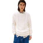 TOMMY HILFIGER TJM SLM BADGE CABLE KNIT SWEATER Erkek Kazak, Beyaz, S