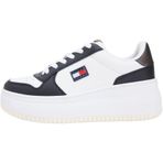 Tommy Hilfiger TJW BASKET FLATFORM Kadın Spor Ayakkabı, Ecru/Black, 38