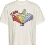 Tommy Hilfiger TJW BXY Rainbow FLAG TEE Beyaz Kadın T-shirt